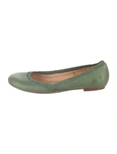 Pre-owned Frye Leather Ballet Flats In Green