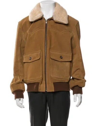 Pre-owned Frye Leather Bomber Jacket In Brown