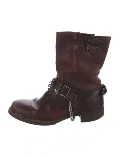 Pre-owned Frye Leather Boots In Brown