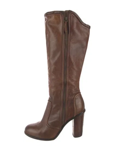 Pre-owned Frye Leather Boots In Brown