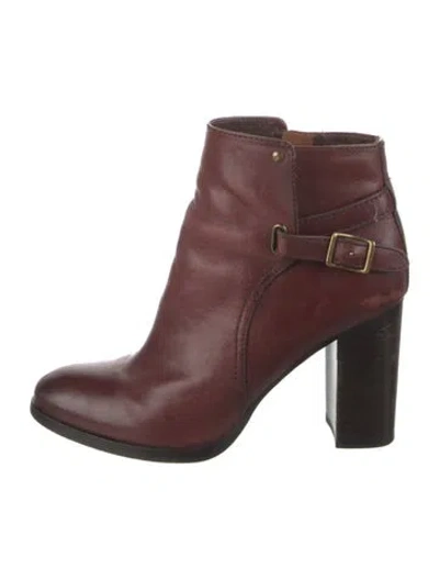 Pre-owned Frye Leather Boots In Burgundy