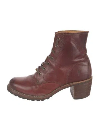 Pre-owned Frye Leather Boots In Burgundy
