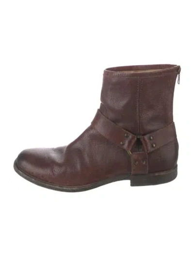 Pre-owned Frye Leather Boots In Burgundy