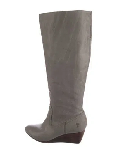 Pre-owned Frye Leather Boots In Gray