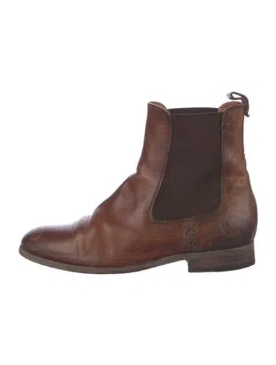 Pre-owned Frye Leather Chelsea Boots In Burgundy