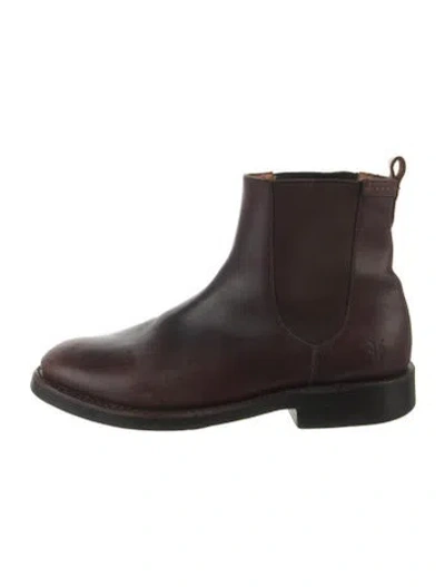 Pre-owned Frye Leather Chelsea Boots In Burgundy