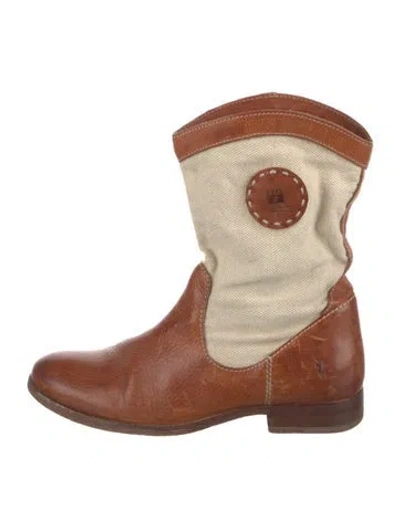 Pre-owned Frye Leather Colorblock Pattern Boots In Brown