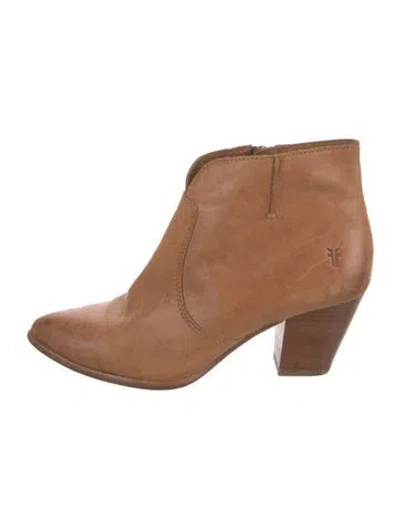 Pre-owned Frye Leather Colorblock Pattern Boots In Brown