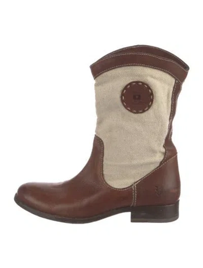 Pre-owned Frye Leather Colorblock Pattern Boots In Brown