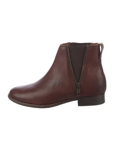 Pre-owned Frye Leather Colorblock Pattern Chelsea Boots In Brown
