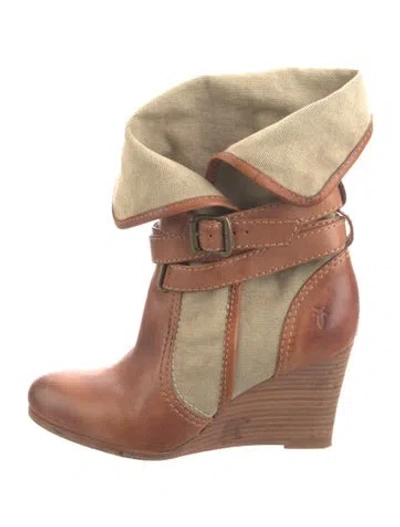 Pre-owned Frye Leather Colorblock Pattern Chelsea Boots In Neutral