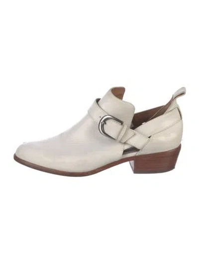 Pre-owned Frye Leather Colorblock Pattern Chelsea Boots In White