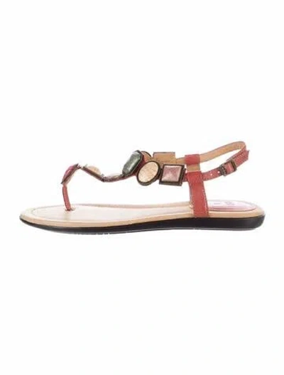 Pre-owned Frye Leather Colorblock Pattern Slingback Flats In Brown