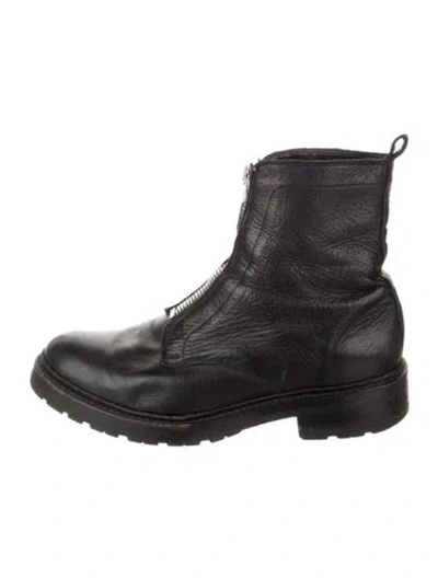 Pre-owned Frye Leather Combat Boots In Black