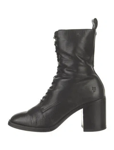 Pre-owned Frye Leather Combat Boots In Black
