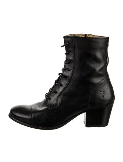 Pre-owned Frye Leather Combat Boots In Black