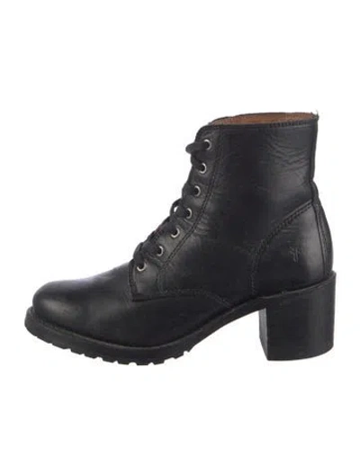 Pre-owned Frye Leather Combat Boots In Black