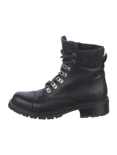 Pre-owned Frye Leather Combat Boots In Black