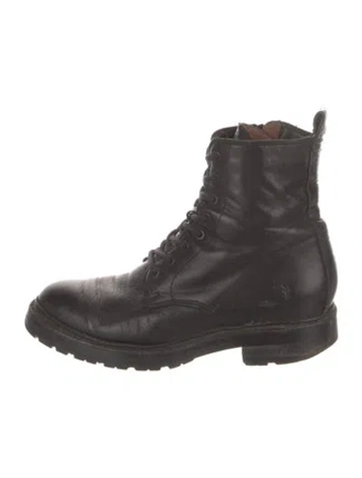 Pre-owned Frye Leather Combat Boots In Black