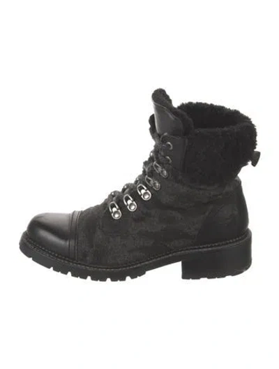 Pre-owned Frye Leather Combat Boots In Black