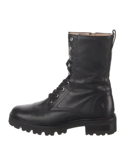 Pre-owned Frye Leather Combat Boots In Black