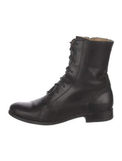 Pre-owned Frye Leather Combat Boots In Black