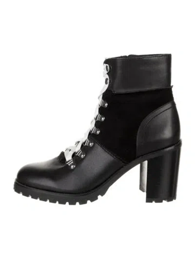 Pre-owned Frye Leather Combat Boots In Black