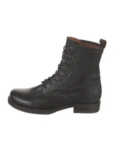 Pre-owned Frye Leather Combat Boots In Black
