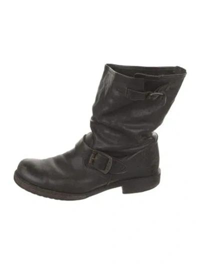 Pre-owned Frye Leather Combat Boots In Black