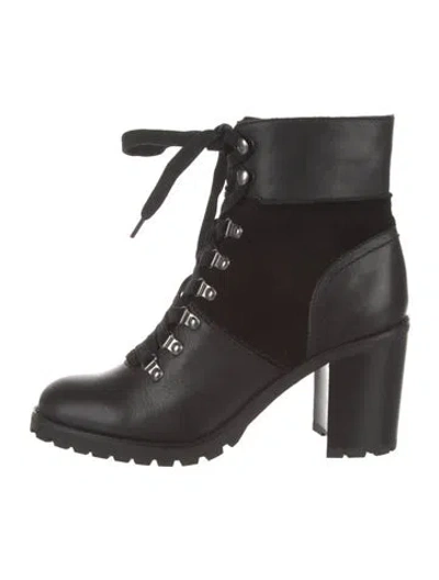 Pre-owned Frye Leather Combat Boots In Black