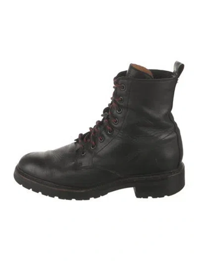 Pre-owned Frye Leather Combat Boots In Black