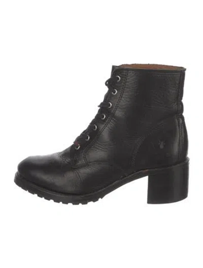 Pre-owned Frye Leather Combat Boots In Black