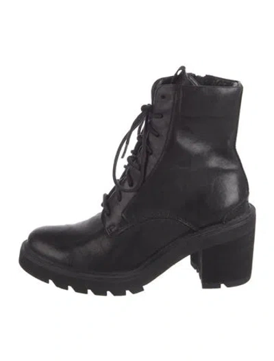 Pre-owned Frye Leather Combat Boots In Black
