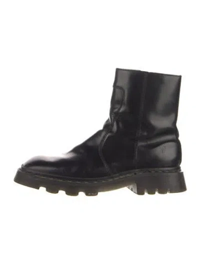 Pre-owned Frye Leather Combat Boots In Black