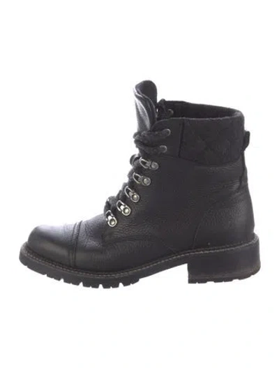 Pre-owned Frye Leather Combat Boots In Black