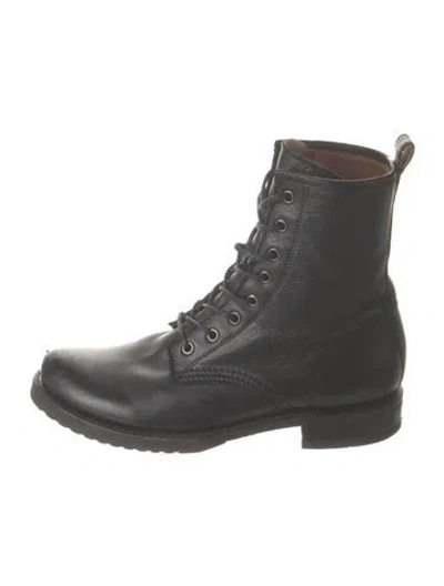 Pre-owned Frye Leather Combat Boots In Black