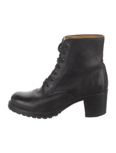 Pre-owned Frye Leather Combat Boots In Black