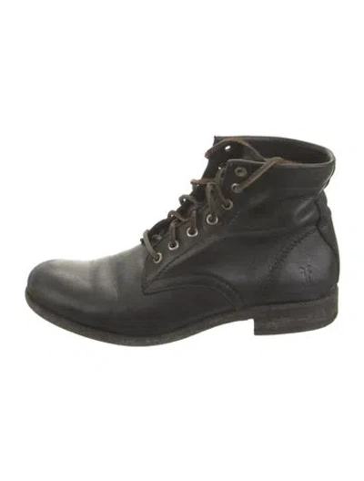 Pre-owned Frye Leather Combat Boots In Black