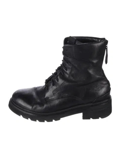 Pre-owned Frye Leather Combat Boots In Black