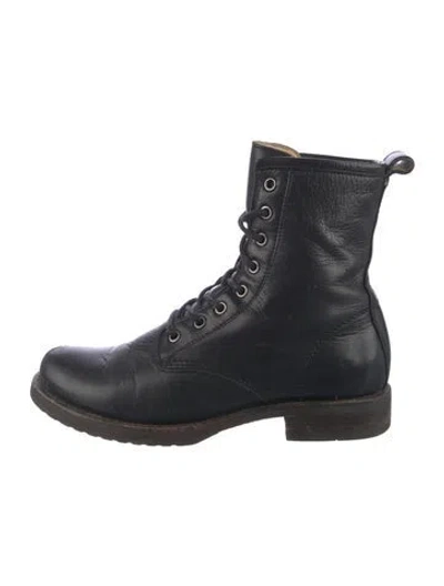 Pre-owned Frye Leather Combat Boots In Blue
