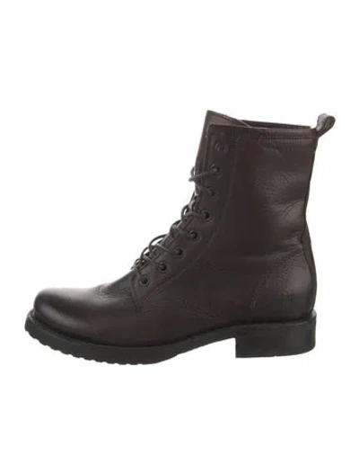 Pre-owned Frye Leather Combat Boots In Brown