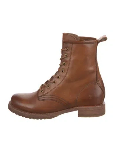 Pre-owned Frye Leather Combat Boots In Brown