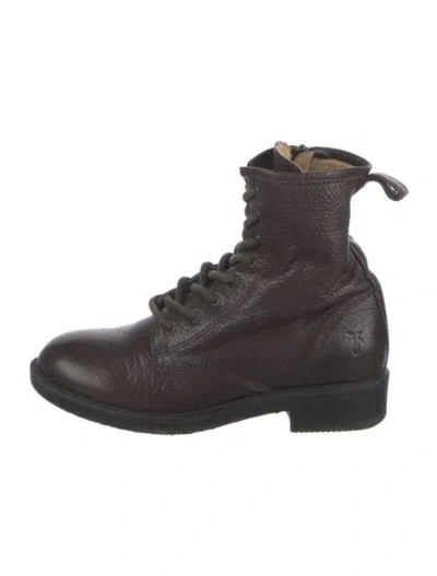 Pre-owned Frye Leather Combat Boots In Brown