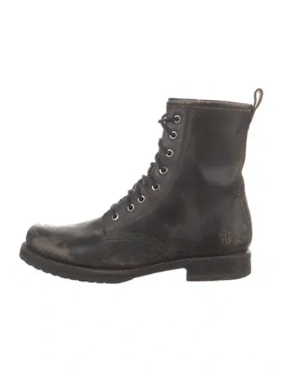 Pre-owned Frye Leather Combat Boots In Brown
