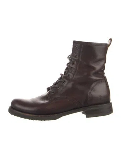 Pre-owned Frye Leather Combat Boots In Brown