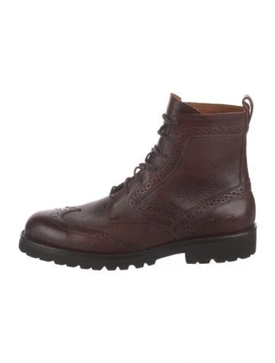 Pre-owned Frye Leather Combat Boots In Brown