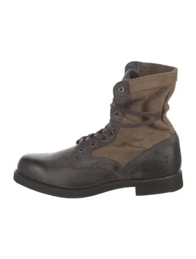 Pre-owned Frye Leather Combat Boots In Brown