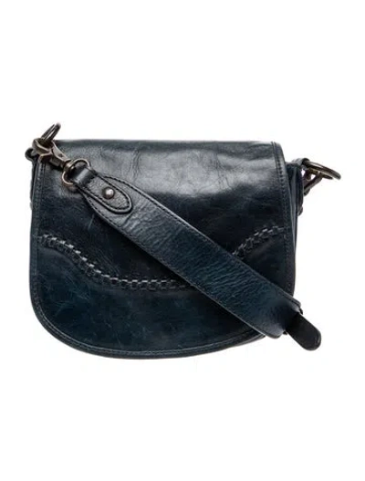 Pre-owned Frye Leather Crossbody Bag In Blue/grey