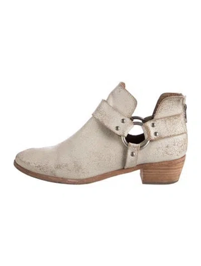 Pre-owned Frye Leather Distressed Accents Boots In Grey