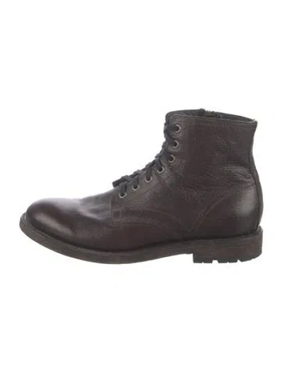 Pre-owned Frye Leather Distressed Accents Lace-up Boots In Brown